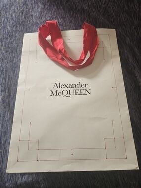 Alexander McQueen White Gift Bag with Red Handles